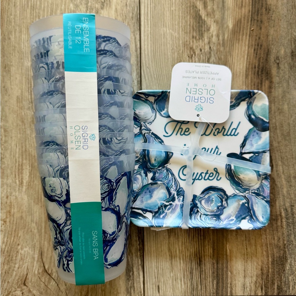 Sigrid Olsen Blue & Teal Oyster Shell Melamine Cup